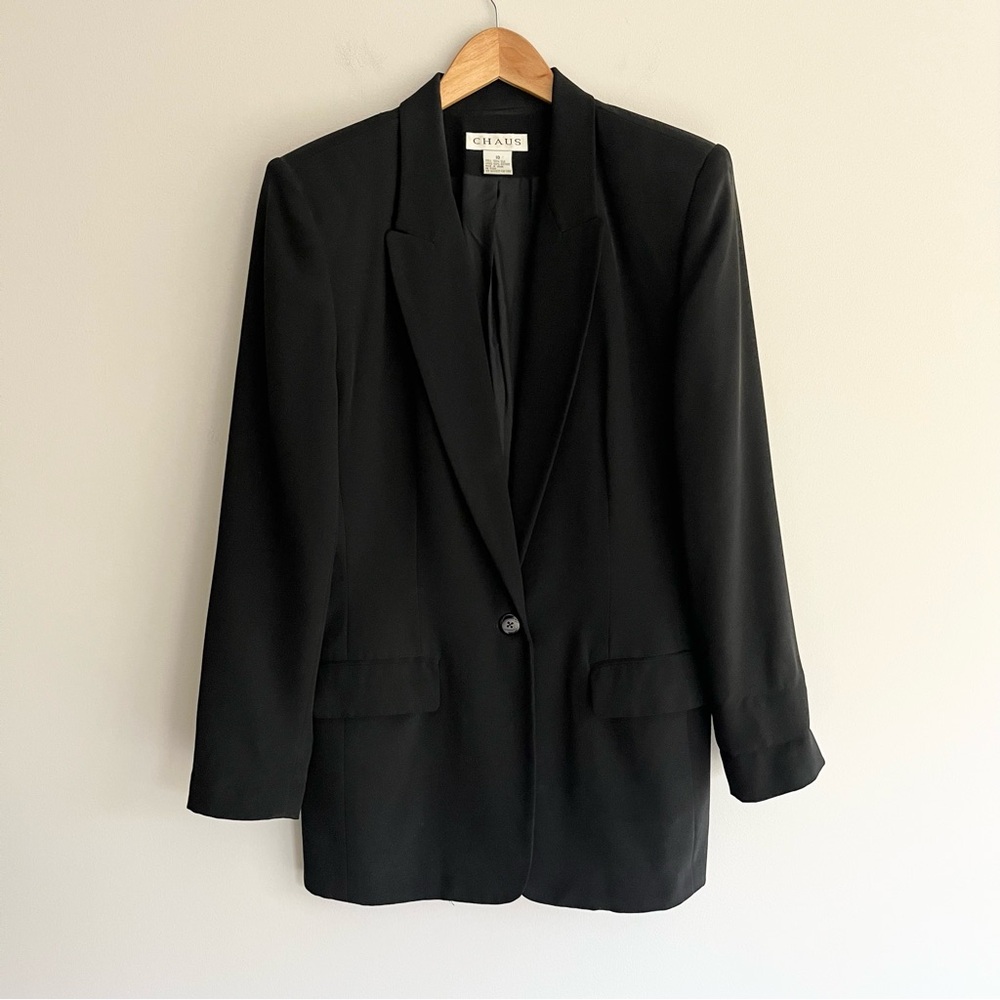 Chaus Vintage Black Silk Women's Blazer sz 10